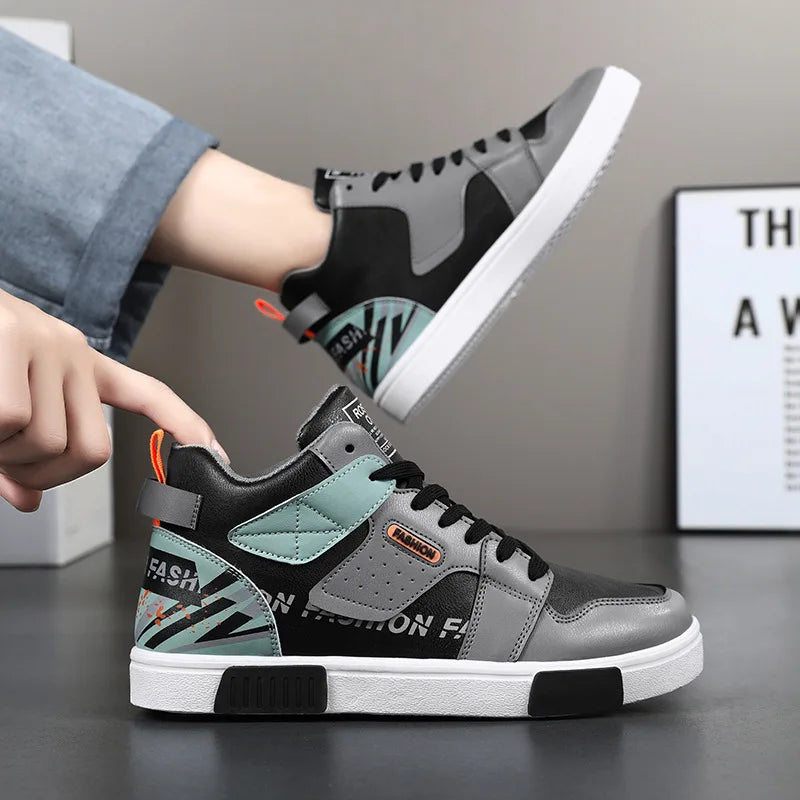 Men's Skateboarding Shoes 46 High Top Casual Sneakers Breathable Street Shoes Black Flats Shoes  Walking Shoes Chaussure Homme