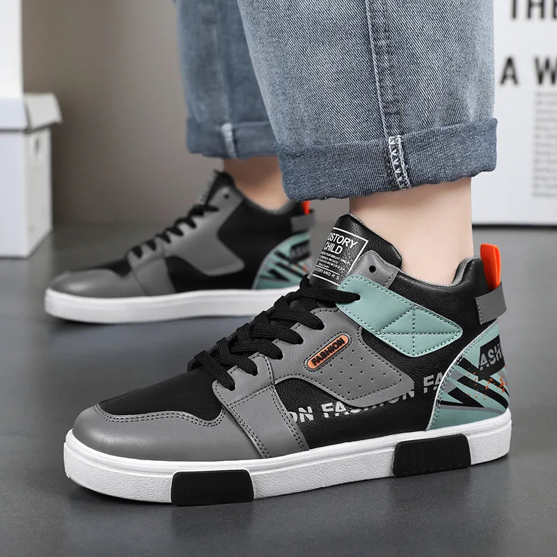 Men's Skateboarding Shoes 46 High Top Casual Sneakers Breathable Street Shoes Black Flats Shoes  Walking Shoes Chaussure Homme