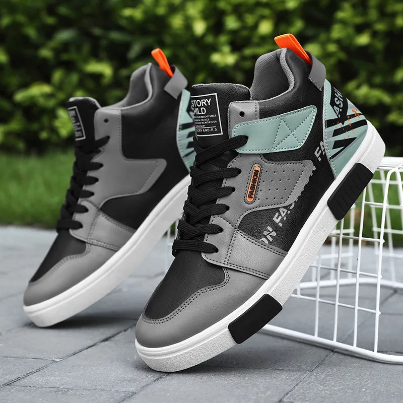 Men's Skateboarding Shoes 46 High Top Casual Sneakers Breathable Street Shoes Black Flats Shoes  Walking Shoes Chaussure Homme